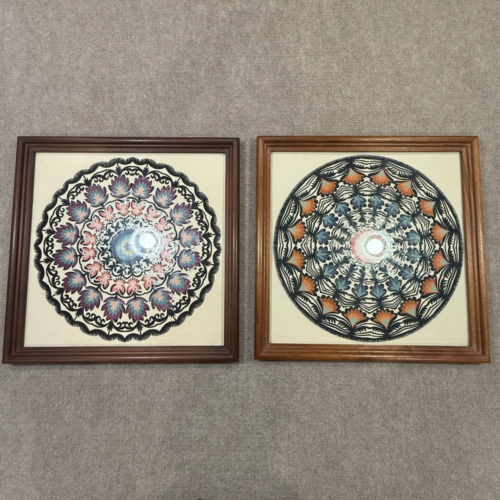 Vintage Large Polish Paper Cutting Art Wycinanka Lowicka Floral Paper Signed